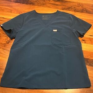 Figs one Pocket Scrub Top-Deep Reef